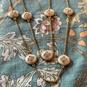 Vintage Gold and Cream Enamel Necklace